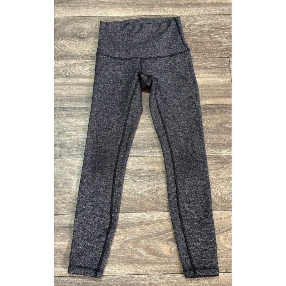 Lululemon Wunder Under Hi-Rise Tight Size 2 Womens Heathered Black Yoga Run